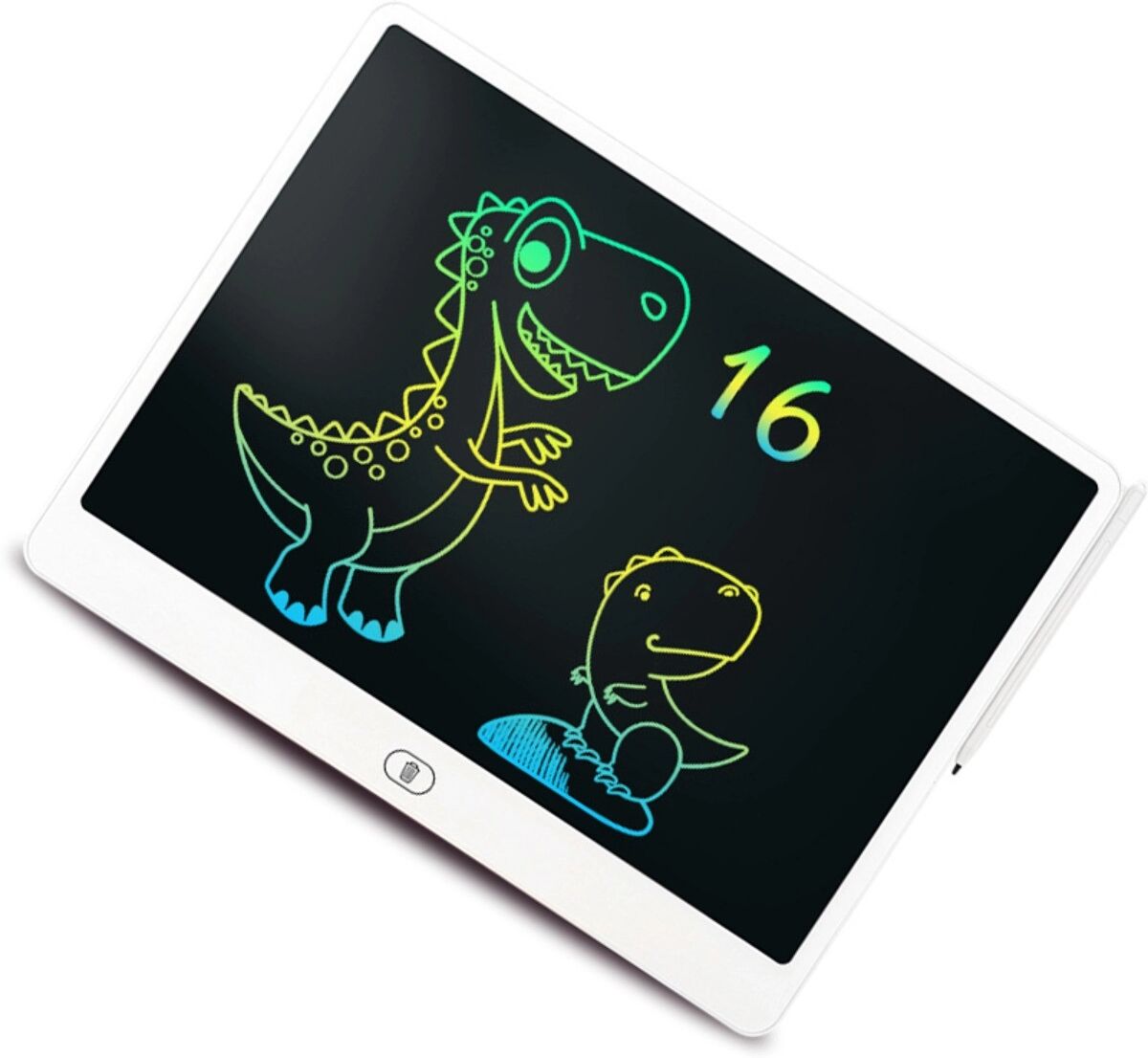 INF Graffiti Schreibtablet 16-inch Querformat – Augenschonendes flexibles LCD, Ein-Tasten-Löschen, Stifthalter Weiß