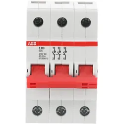 ABB E203/63R Trennschalter 3P, 63 A, Schaltgriff rot