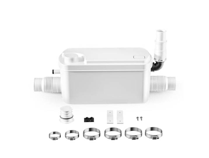 XPOtool Pompe de relevage 3/1 compacte – 250 W – avec 3 entrées – Hauteur de refoulement max. 8\,5 m – Eaux usées Eaux chargées Pompage – Station de relevage pour Lavabo\, Douche\, Toilette\, WC
