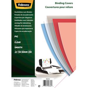 Fellowes Bindefolien 53764, klar-transparent, 200 mic, 0.20 mm stark, aus PVC, A3, 100 Stück