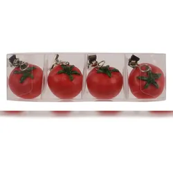 Decoris 4 Tischdeckenbeschwerer Tomate 4x4x3cm Keramik Tischdeckengewichte Gewichte zum Beschweren Tischdecken Beschwerer Tischtuchhalter Tischtuchgewichte