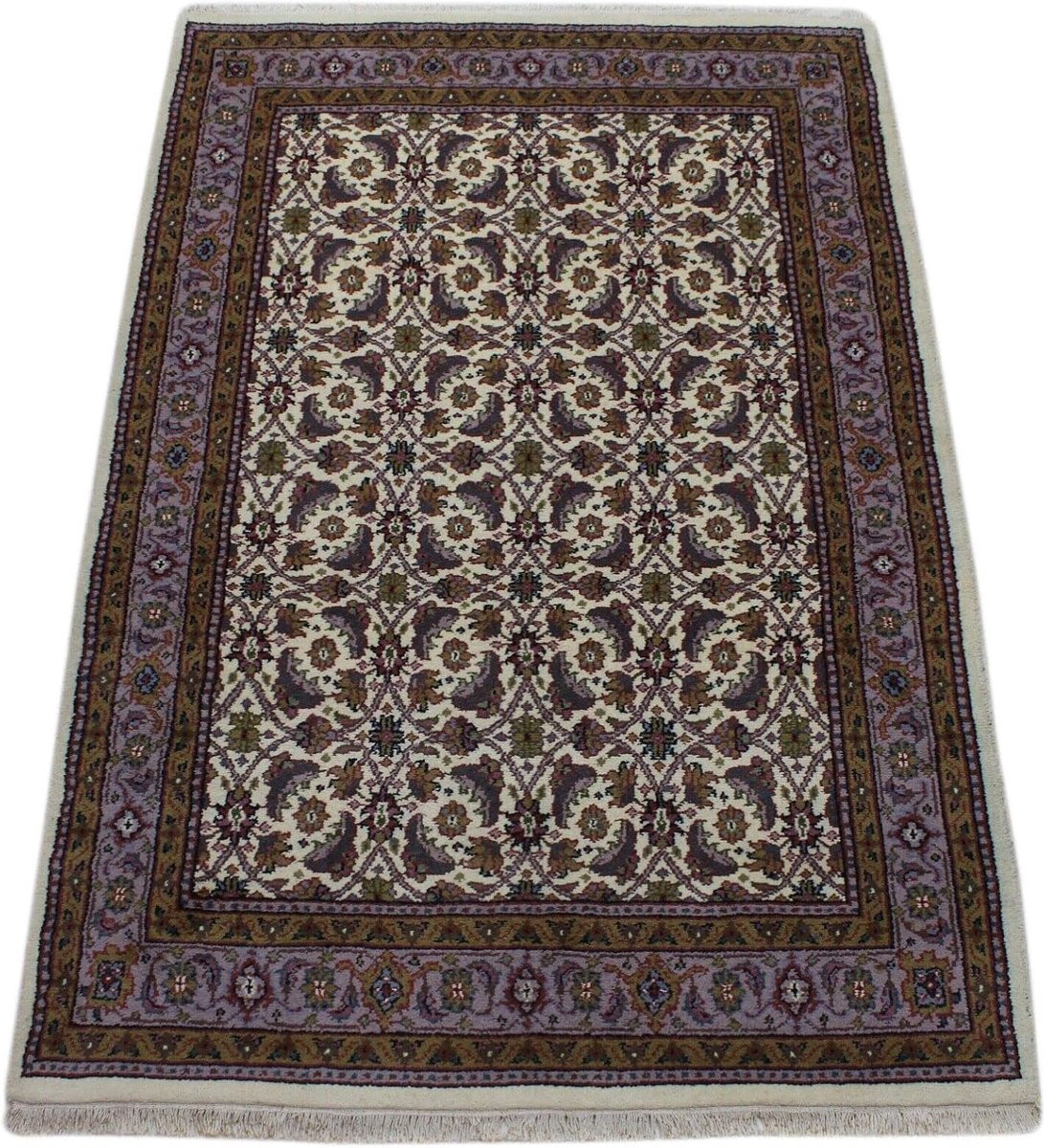 Beige handgeknoopt wollen tapijt voor volwassenen, 155 x 230 cm