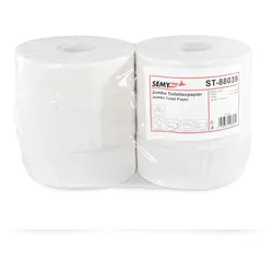 SemyTop Jumbo Toilettenpapier 6 Rollen, 2-lagig, Recycling, geprägt, rec. weiß, Ø25cm