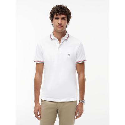 Poloshirt TOMMY HILFIGER "TIPPED SLIM FIT POLO", Herren, Gr. XXL, weiß, Jersey, Obermaterial: 96% Baumwolle, 4% Elasthan, slim fit, Shirts, mit Kontrast-Details