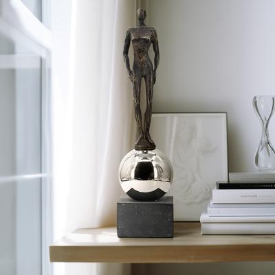 "Sagebrook Home's Unique 22"" Augusta Male Statuary Resin & Stainless Steel Decorative Figurine for Modern Homes - 5"" x 5"" x 22"""