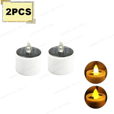 Inspire Curations Solar Tea Light Candles Waterproof Flameless LED Outdoor Lights 2pcs warmlight