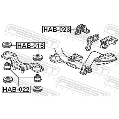 FEBEST Lagerung, Differential HAB-023 Hinterachse für HONDA