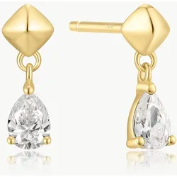 ANIA HAIE - STUD EARRINGS - PHYRAMID DANGLE THREADED - shiny gold