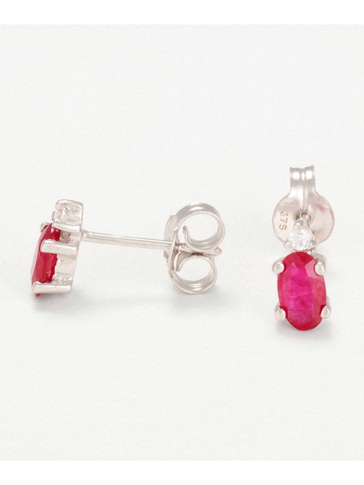 L instant d Or Weißgold-Ohrstecker "Ruby" mit Edelsteinen - onesize