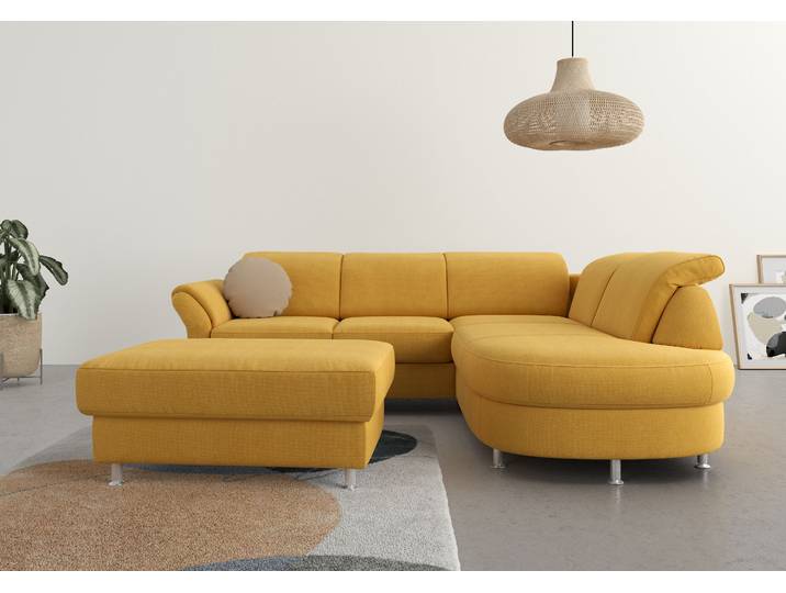 Ecksofa, Webstoff, Gelb (Mustard) 250×212 cm, L-Form, Bettfunktion, Sitzfläche Gepolstert, SIT & MORE