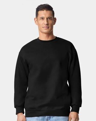 Gildan G190 Hammer Maxweight Crewneck Sweatshirt in Pitch Black size Large   75% us cotton, 25% recycled polyester
