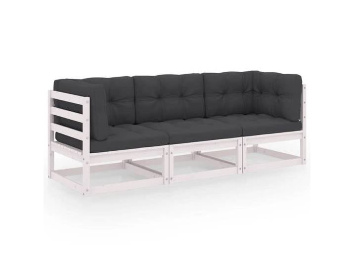Canapé 3 Places avec Coussins Sofa de Terrasse Meuble de Terrasse Canapé d'Extérieur Sofa de Jardin Meuble 3076370