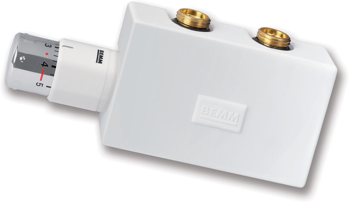 Bemm Vanne Purline M ZPUVESW5 blanc , équerre, DN 15x50mm, avec thermostat Puro , blanc