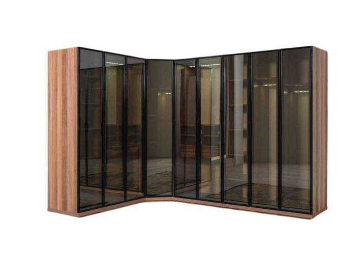 Xlmoebel Eckkleiderschrank Begehbarer Schrank mit Glasfronten im modernen Loft-Design (Kleiderschrank) Hergestellt in Europa