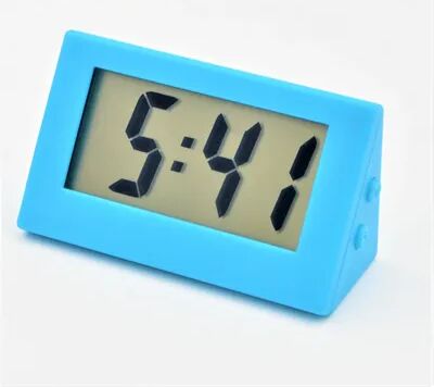Daily Discovery Portable Digital Desk Clock Mini LCD Desktop Travel Clock Triangle Table Display blue