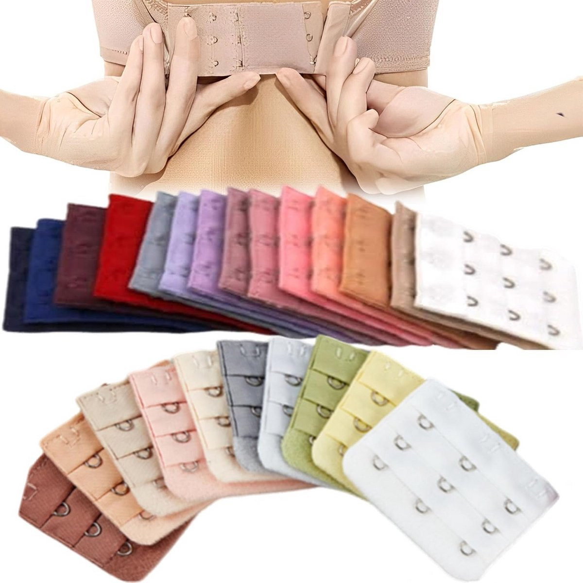 Meerkleurige Bh-verlenghaken met 3 haken – Comfortabele en zachte beha-accessoires