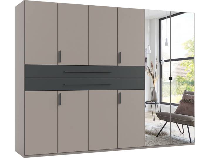 Wimex Digit Kleiderschrank wahlweise mit oder ohne Spiegel Schlafzimmer Schrank Bestseller im modernem Design, erhältlich in den Breiten 225cm oder 270cm (mit 8 oder 10 Türen)