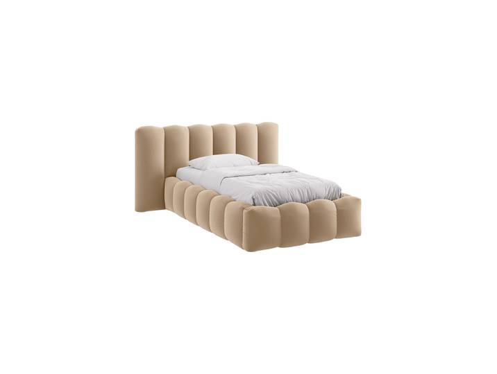 Design Einzel-Polsterbett „Lupine“ mit Ablagefach Samt Cappuccino Chosen by Bloomingloft