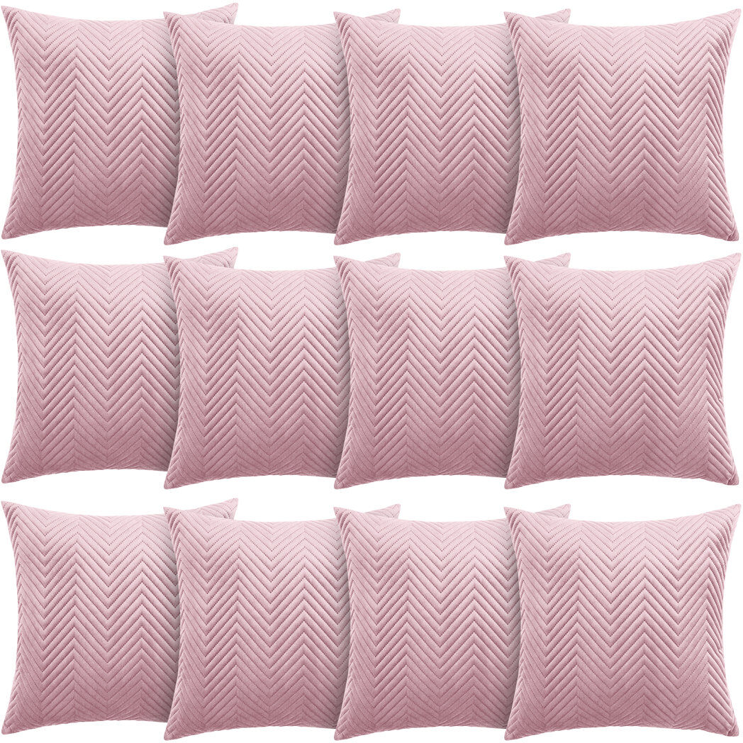 Aspire Homeware Embossed Square Velvet Cushion Cover Pink Pack of 12