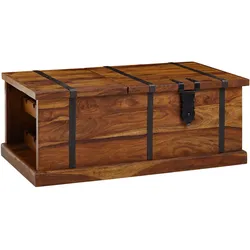 COUCHTISCH Massivholz Truhentisch mit integriertem Weinregal und Stauraum 100x60x40cm