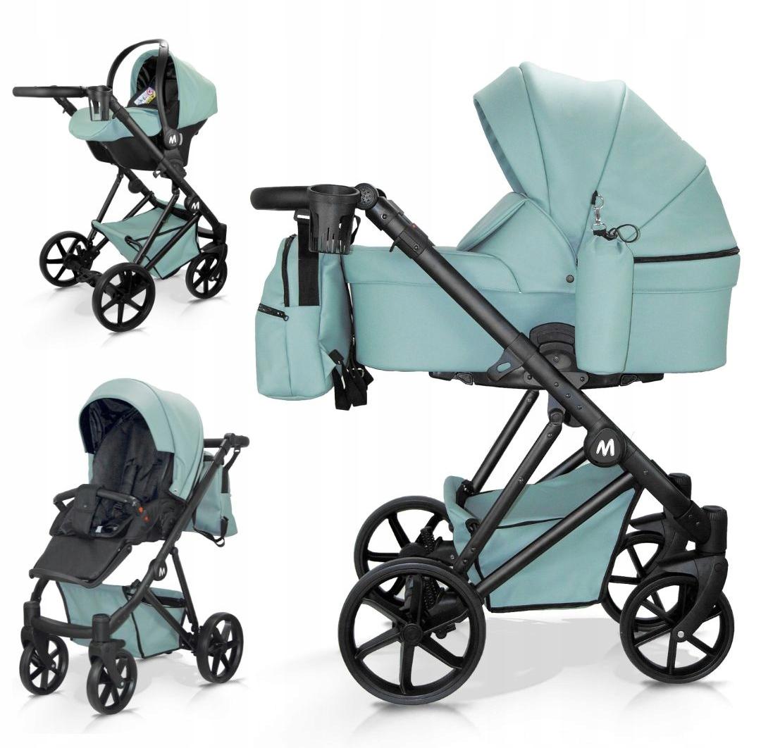 Mommo Royal 3-in-1 Kombikinderwagen Mint Kunstleder mit Babyschale