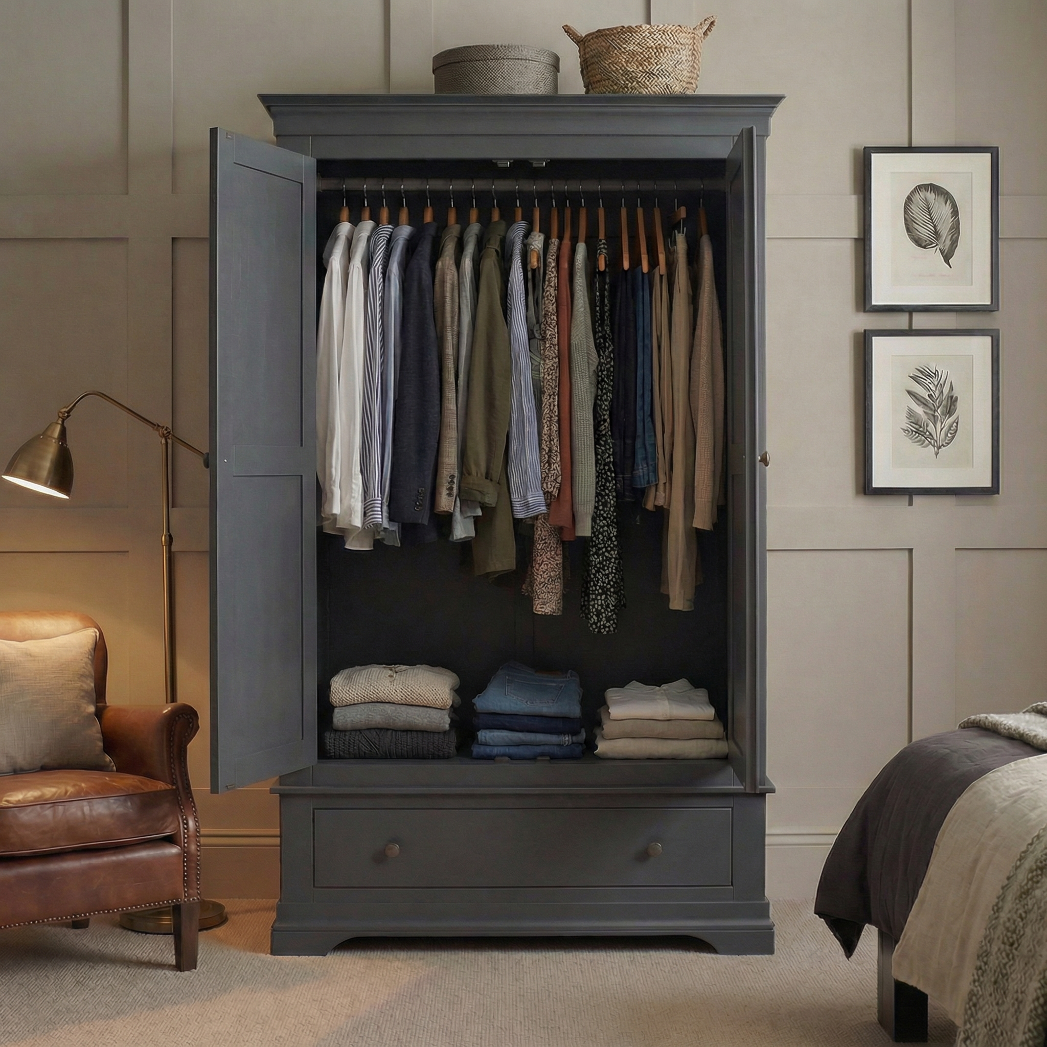 Chalbury Double Wardrobe in Dusky Black