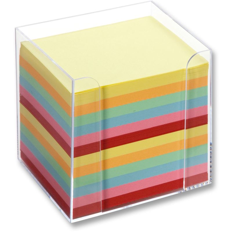 folia Zettelbox, Kunststoff, glasklar, Füllung: farbig