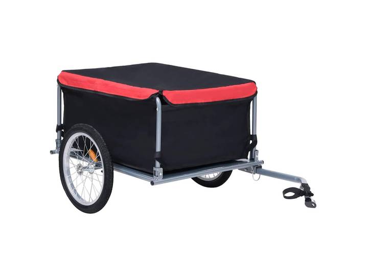 vidaXL Fahrradanhänger Schwarz Und Rot 65 Kg, Metall, 72x58x136 cm, Freizeit & Co, Sport & Fitness, Fahrradanhänger