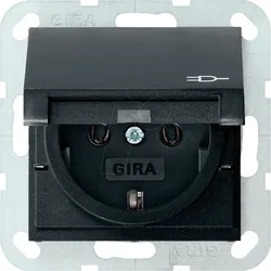 GIRA55 SKSK SW - Schutzkontaktsteckdose mit Klappdeckel schwarz matt