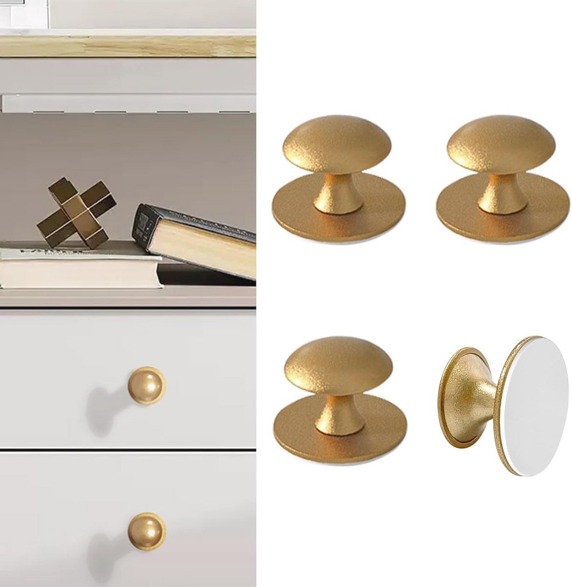 4 stuks zelfklevende kastknoppen goud