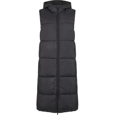 Steppweste URBAN CLASSICS "Urban Classics Ladies Long Hooded Puffer Vest", Damen, Gr. S, schwarz, 100% Polyester, Westen Steppweste