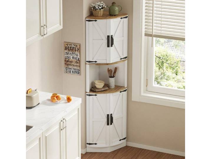 Buffet de cuisine 39.5×39.5×180 cm Buffet salle a manger 5 compartiments de rangement meuble de cuisine vintage Buffet salon