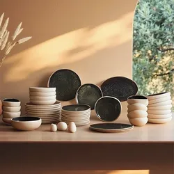 Karaca Earth Collection Galactic 55-teiliges Tafelservice für 12 Personen – Weiß
