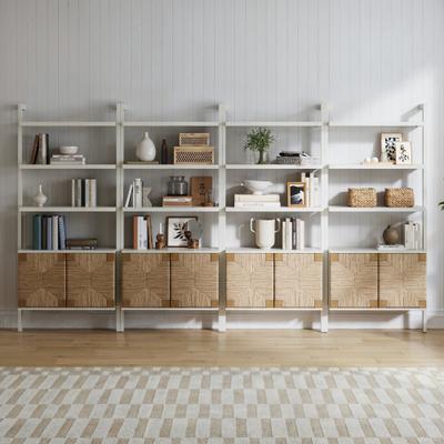 Nathan James Theo Open Shelf Industrial Bookcase with Drawers or Cabinets
