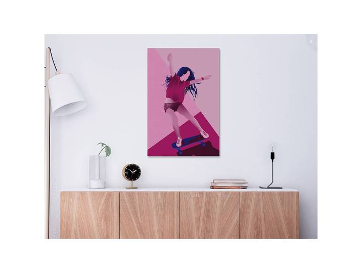Wandbild Powerslide Leinen Pink 40 x 60cm