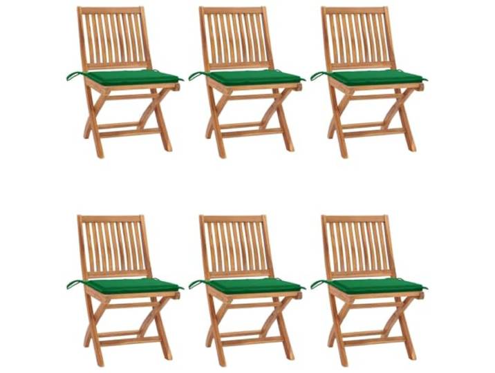 KUTYWEXFM Gartenstuhl Set 6er Klappstühle Teak Massivholz mit Kissen Platzsparende Sitzgruppe für Terrasse und Balkon mit bequemen Polstern, sofort nutzbar ohne vorherige Montage.