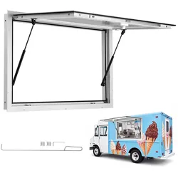 VEVOR Verkaufsfenster für Foodtrucks 915 x 610 mm Konzessionsfenster, Ideal für Straßenverkauf, Take-away und Drive-in, bis 85° Aufklappbar, mit Doppelten Dichtungsstreifen und Innenverriegelung