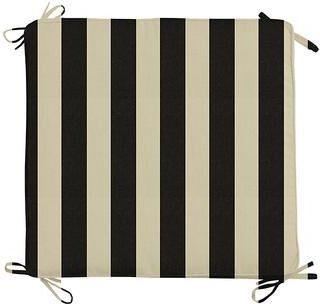 Replacement Ottoman Cushion with Zipper - 24x23 - Fast Dry, Canopy Stripe Black/Sand Sunbrella - Ballard Designs