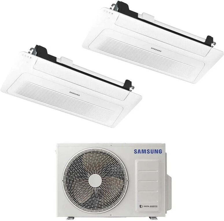 Samsung Condizionatore Climatizzatore Inverter Dual Split Cassetta a 1 Via Slim Windfree R-32 9000+9000 Con AJ040TXJ2KG/EU