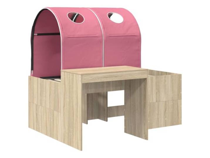 SKTQYQO Bett mit 3 Teilen Eiche Rosa Minimalistisches Design, klare Linien, geeignet für moderne Räume