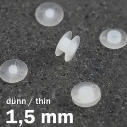 100 Druckösen aus Kunststoff, dünne Ausführung, 1,5 mm Füllhöhe, transparent, Polyamid