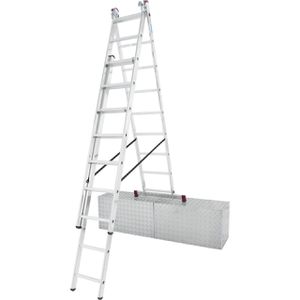 Krause Mehrzweckleiter CORDA, 033390, 3-teilig, Treppenleiter, mit 3 x 9 Sprossen