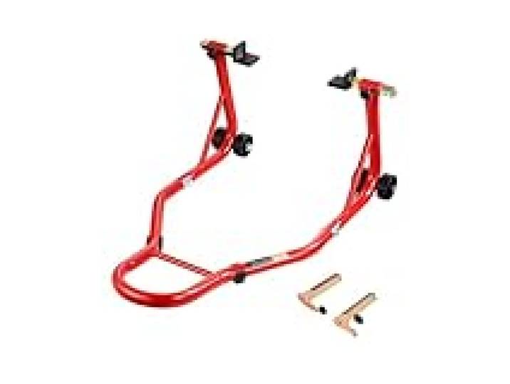 VEVOR Béquille Roue Arrière Capacité de Charge 385,6 kg, Lève Moto avec Fourche U et L, Bras Oscillant, Béquille d’Atelier Réglable pour Suzuki, Yamaha, Honda, Kawasaki, pour Entretien Montage, Rouge