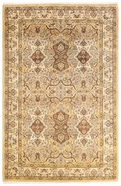 Overton Handknotted Wool Traditional Oriental Yellow Area Rug - 5' x 8'
