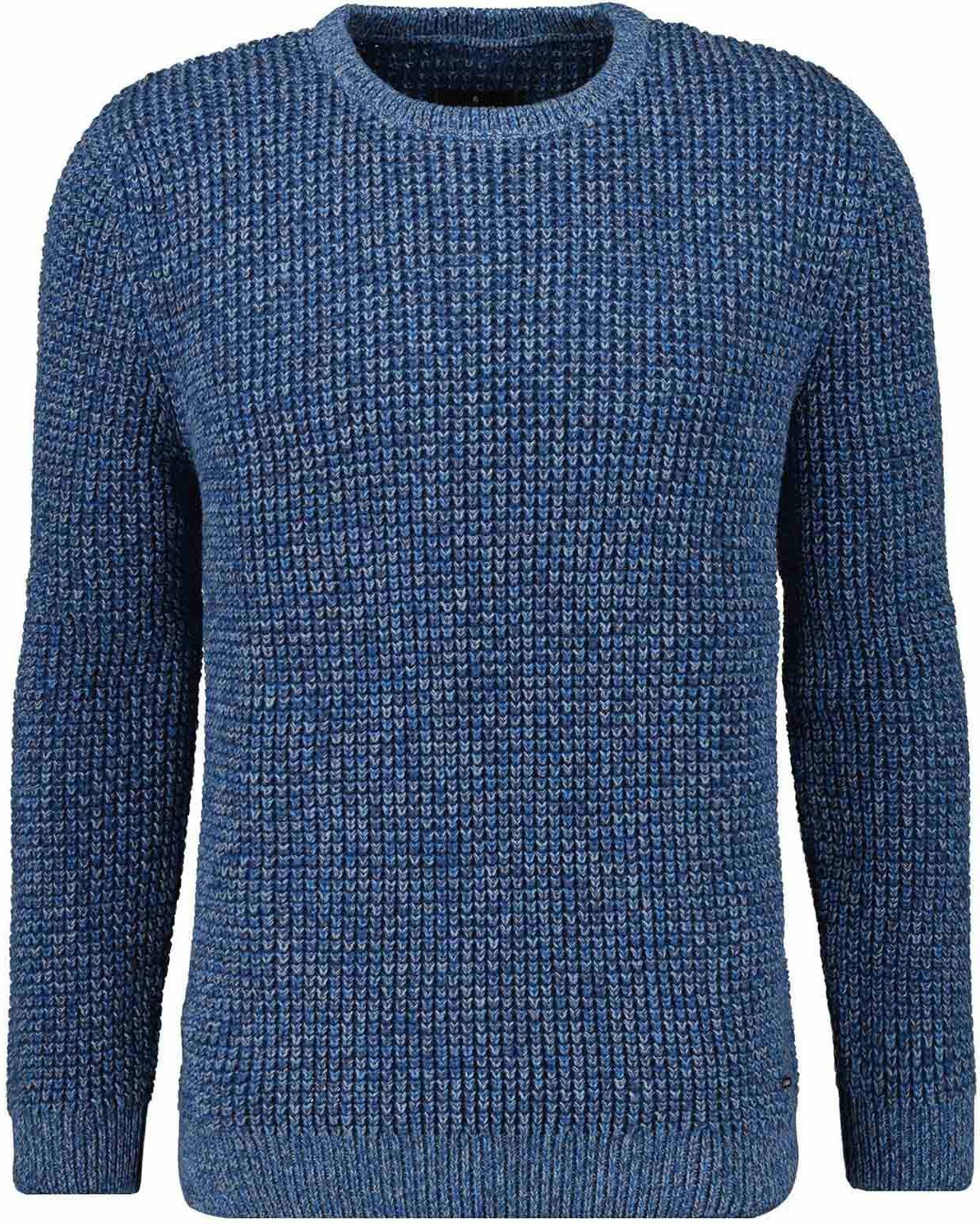 Rundhalspullover RAGMAN, Herren, Gr. 58, blau (blau, melange, 172), Strick, 100% Baumwolle, Rundhals, Pullover Rundhalspullover blau, melange, 172 58
