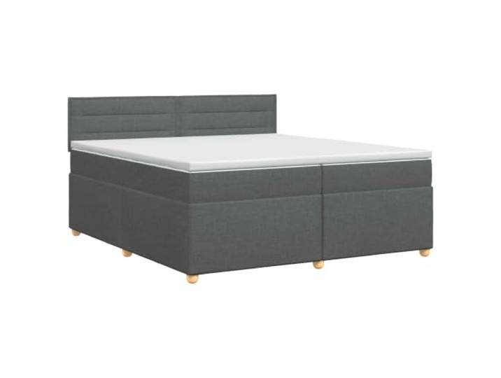 KTHLBRH Boxspringbett mit Matratze dunkelgrau 200 x 200 cm Verstellbares Kopfteil, 78/88 cm, Holztechnik, mittlere feste Matratze, waschbarer Bezug