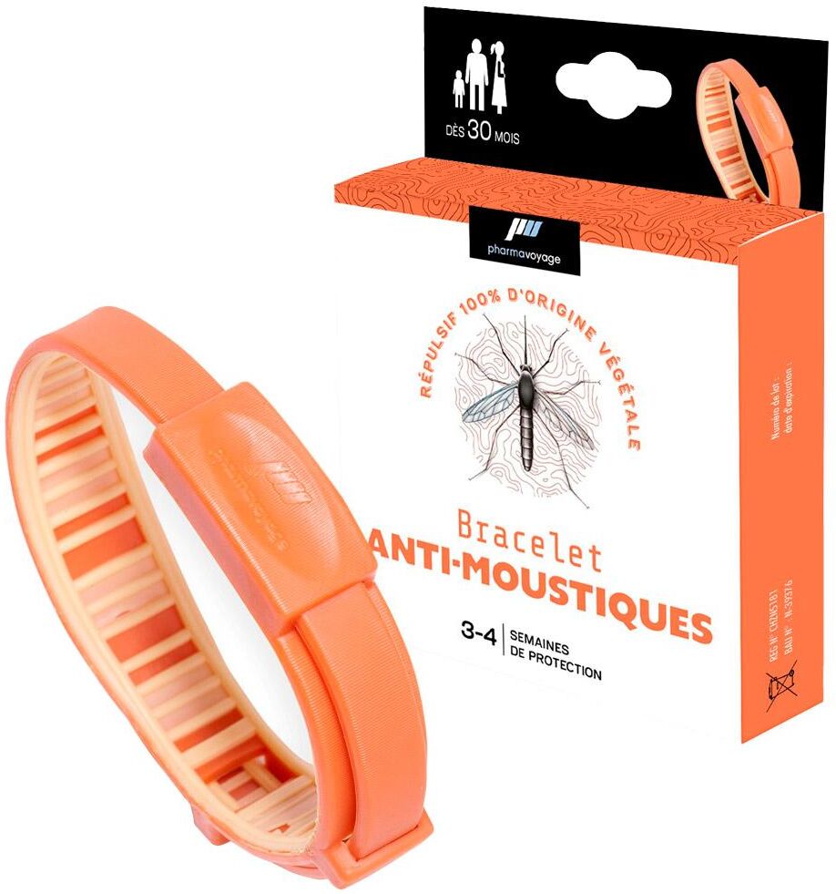Pharmavoyage  - Bracelet Anti-Moustique Orange - Répulsif Insectes