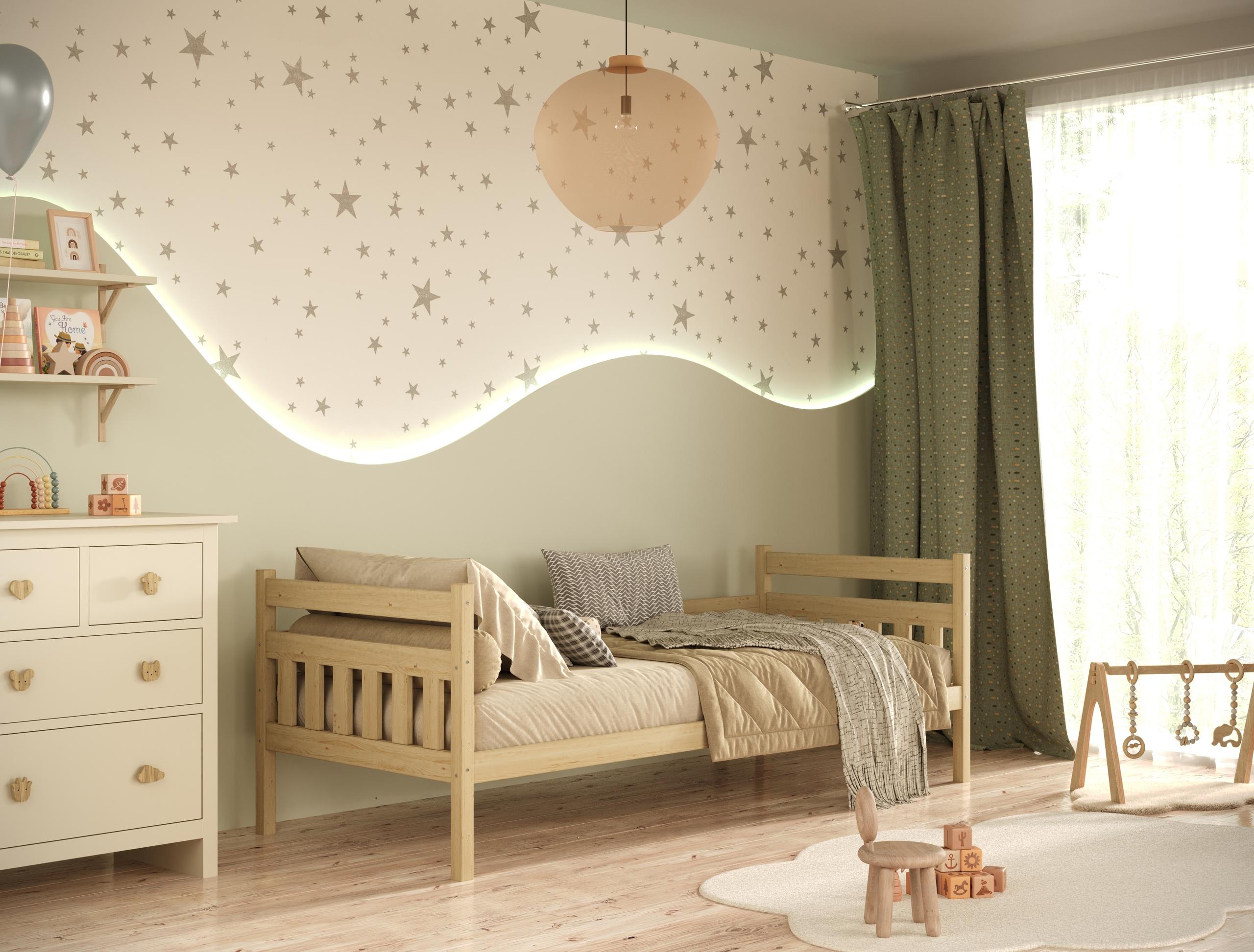 Kinderbett Dawid ohne Matratze Natur lackiert 90/180 | Jugendbett