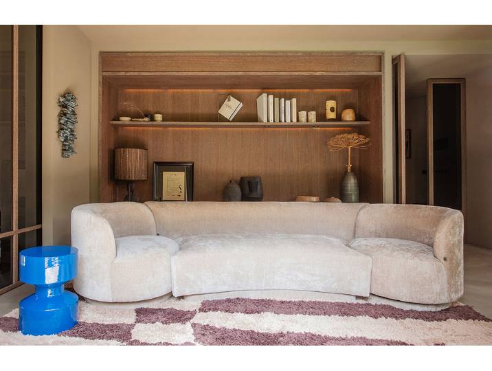 Modulares Sofa Combi-Popular mit Pouf Braun/Beige Polyester/Chenille 270 x 72 x 97cm Modern