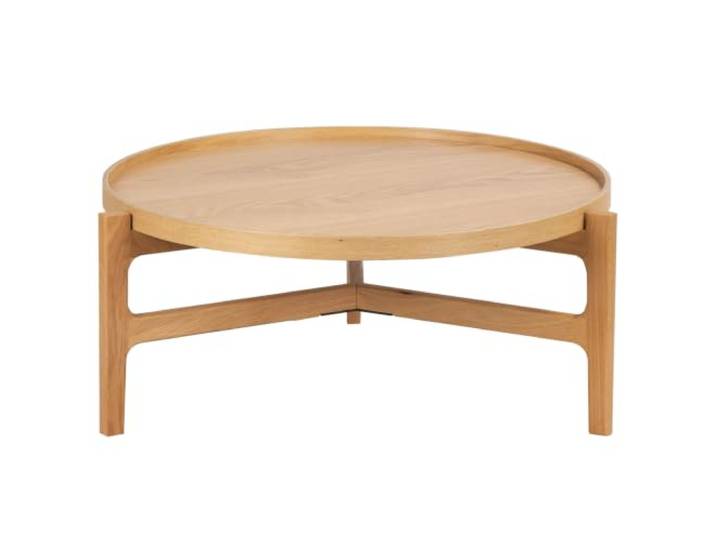 home24 Couchtisch Holzwerkstoff Braun rund, Eiche, MDF, Echtholzfurnier, natürliches Design